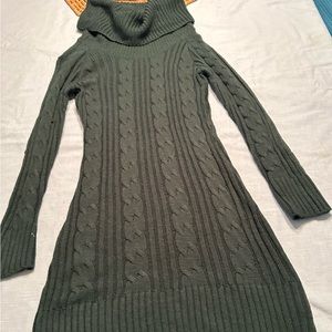 Jessica Simpson Dark Green Argyle Cableknit Cowl neck Sweater Dress - NEW - M